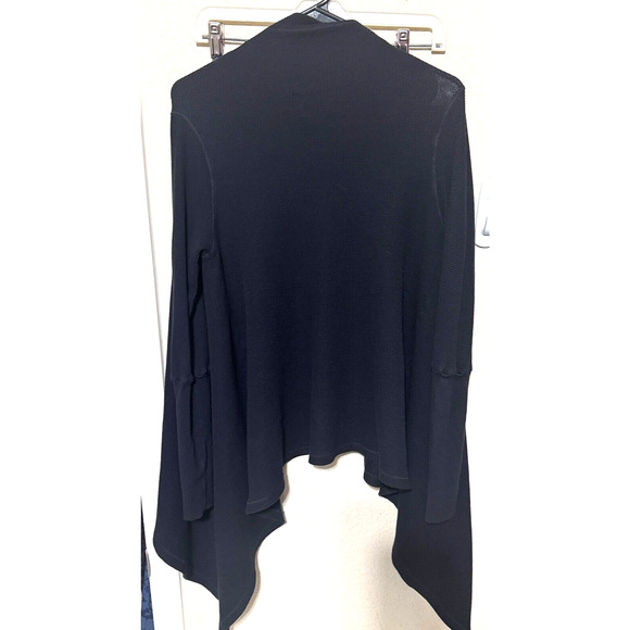 Splendid Black Cardigan Sweater waffle knit waterfall Supima Modal sz M/L - Picture 6 of 7